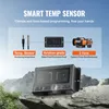 A product marketing image showing a temperature controller and fan components against a mountainous backdrop. Podgląd zdjęcia produktu