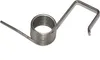 A single metal spring with a coiled section and two arms, one straight and one bent into a U-shape, isolated on a white background. Produktbild-Vorschau