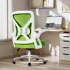 A green and white ergonomic office chair is shown from the back, placed in a home office setting. Produktbild-Vorschau