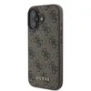 A side view of a brown and gray patterned iPhone case with the Guess logo. Podgląd zdjęcia produktu