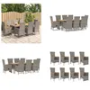 vidaXL 9 tlg. Garten Essgruppe mit Kissen Grau Poly Rattan Produktbild-Vorschau 1