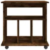 A front view of a wooden rolling cabinet with multiple shelves and compartments, set against a white background. Anteprima dell’immagine prodotto