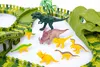 A collection of toy dinosaurs and a race track set on a white background. Produktbild-Vorschau