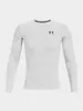 A white long-sleeved t-shirt with a black logo on the chest, presented on a plain white background. Produktbild-Vorschau