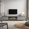 A modern living room with a wall-mounted TV cabinet featuring an electric fireplace. Produktbild-Vorschau