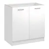 A white kitchen cabinet with two doors and silver handles, shown against a white background. Náhled obrázku produktu