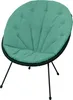 A green cushion on a black chair with black legs, isolated on a white background. Produktbild-Vorschau