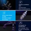 Collage of product features for a gaming chair, highlighting its construction, gas spring, and wheels. Produktbild-Vorschau