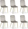 Homestyle4u Čalúnená stolička Gold Set of 6 Grey Jedálenská Náhľad obrázku produktu 1