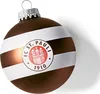A brown and white striped Christmas ornament with the FC St. Pauli logo. Produktbild-Vorschau