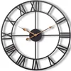 HSXL - Große Wanduhr Schwarz mit goldenen Zeigern - 60cm Produktbild-Vorschau 1