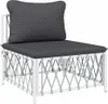 vidaXL Garten-Mittelsofa mit Kissen Weiß Gewebe Produktbild-Vorschau 1