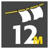 A graphic illustration with a clothesline and two white sheets hanging on it, with large white numbers '12' and a yellow 'M' below. Anteprima dell’immagine prodotto