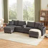 Merax 4-Sitzer Ecksofa U-förmiges, Cord-Sofa mit 2 Hockern, Produktbild-Vorschau 2