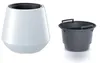 A white planter and a gray insert are shown side-by-side against a white background. Produktbild-Vorschau