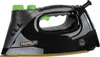 A black steam iron with green accents is shown against a white background. Náhled obrázku produktu