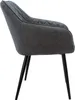 A side view of a single gray armchair with black metal legs, isolated on a white background. Náhľad obrázku produktu