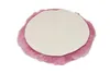 A round, pink, fluffy seat cushion with a cream-colored center, isolated on a white background. Produktbild-Vorschau