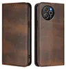 A brown leather phone case is shown from two angles, front and back. Produktbild-Vorschau