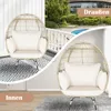 COSTWAY Chaise longue de jardin en osier avec 4 coussins, Voir les images du produit 2