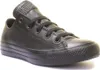 A black leather Converse Chuck Taylor All Star low-top sneaker is shown from a side angle against a white background. Náhled obrázku produktu