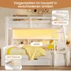 A bunk bed with LED lighting and storage shelves, shown in a bedroom setting with decorative items. Produktbild-Vorschau
