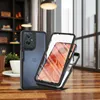 A phone case is displayed on a wooden table in a cafe setting. Produktbild-Vorschau