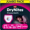 Packaging for Huggies DryNites Pyjama Pants with a sleeping child and a graphic of the product. Podgląd zdjęcia produktu