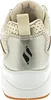 The back view of a gold and white sneaker. Voir les images du produit