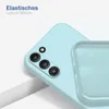 A close-up shot of a light blue phone case, showing the camera cutout and the interior texture. Produktbild-Vorschau
