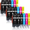 A collection of printer ink cartridges arranged in a staggered pattern. Produktbild-Vorschau