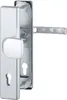 A close-up view of a silver-colored door handle set with a keyhole. Náhled obrázku produktu