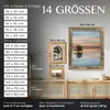 A display of various picture frame sizes and styles, with text indicating size options and features. Produktbild-Vorschau
