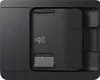 A close-up view of the side panel of a black printer. Náhled obrázku produktu