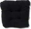 A black tufted seat cushion is shown from the front on a white background. Produktbild-Vorschau