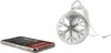A smartphone and a silver Christmas ornament with a snowflake design are displayed against a white background. Produktbild-Vorschau