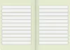 An open notebook with lined pages. Produktbild-Vorschau