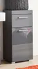 A close-up of a dark gray, high-gloss bedside table with three drawers. Anteprima dell’immagine prodotto