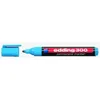 A blue Edding 300 permanent marker with its cap off, lying on a white background. Produktbild-Vorschau