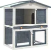 vidaXL králíkárna se 3 dveřmi Grey Wood Náhled obrázku produktu 7