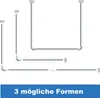 Three different configurations of shower curtain rods are shown against a white background. Produktbild-Vorschau
