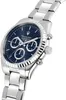 A close-up, angled shot of a men's wristwatch with a blue dial and silver metal band. Anteprima dell’immagine prodotto