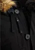 Close-up of a black hooded winter jacket. Náhled obrázku produktu