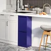 A modern kitchen scene featuring a white cabinet, a blue trash sorting cabinet, a sink, and a bar stool. Produktbild-Vorschau