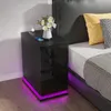 Table de nuit avec éclairage LED avec 3 tiroirs 62x53x30cm Voir les images du produit 3