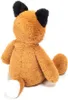 A plush toy fox is shown from the back, sitting on a white background. Produktbild-Vorschau