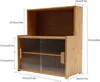 A wooden storage cabinet with clear doors and dimensions labeled. Náhled obrázku produktu