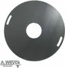 A circular metal grill plate with a hole in the center and two handles on the sides, placed on a white background. Produktbild-Vorschau