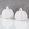 2er Set runde LED Kürbisse Weiß H11cm Timer Porzellan Produktbild-Vorschau 6