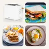 A collage of four images showing a white toaster, a sandwich, toast with butter and honey, and avocado toast with a fried egg. Anteprima dell’immagine prodotto